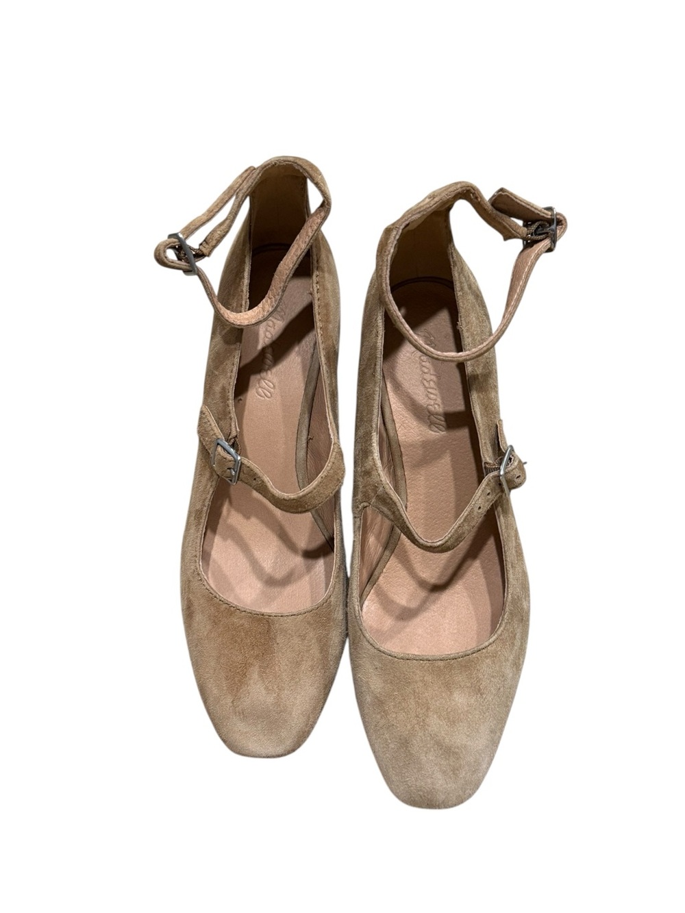 Madewell The Annalise Ankle-Strap Pump Suede Tan Brown Block Heel Preppy Boho - Picture 3 of 7